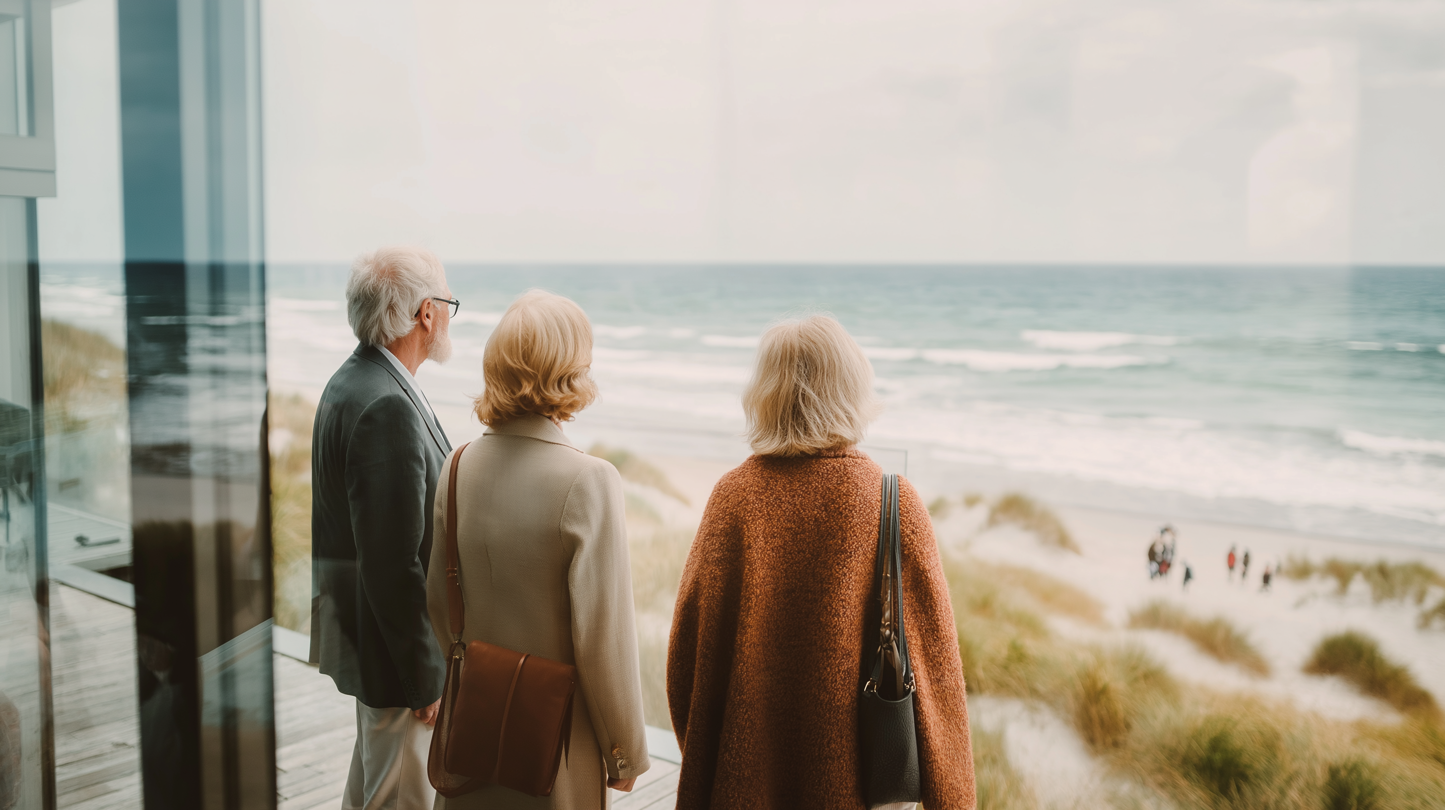 Clients overlooking the ocean